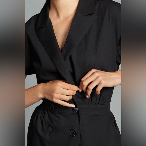 ✨ Anthropologie Short-Sleeve Blazer Romper Sz LP - Picture 4 of 5